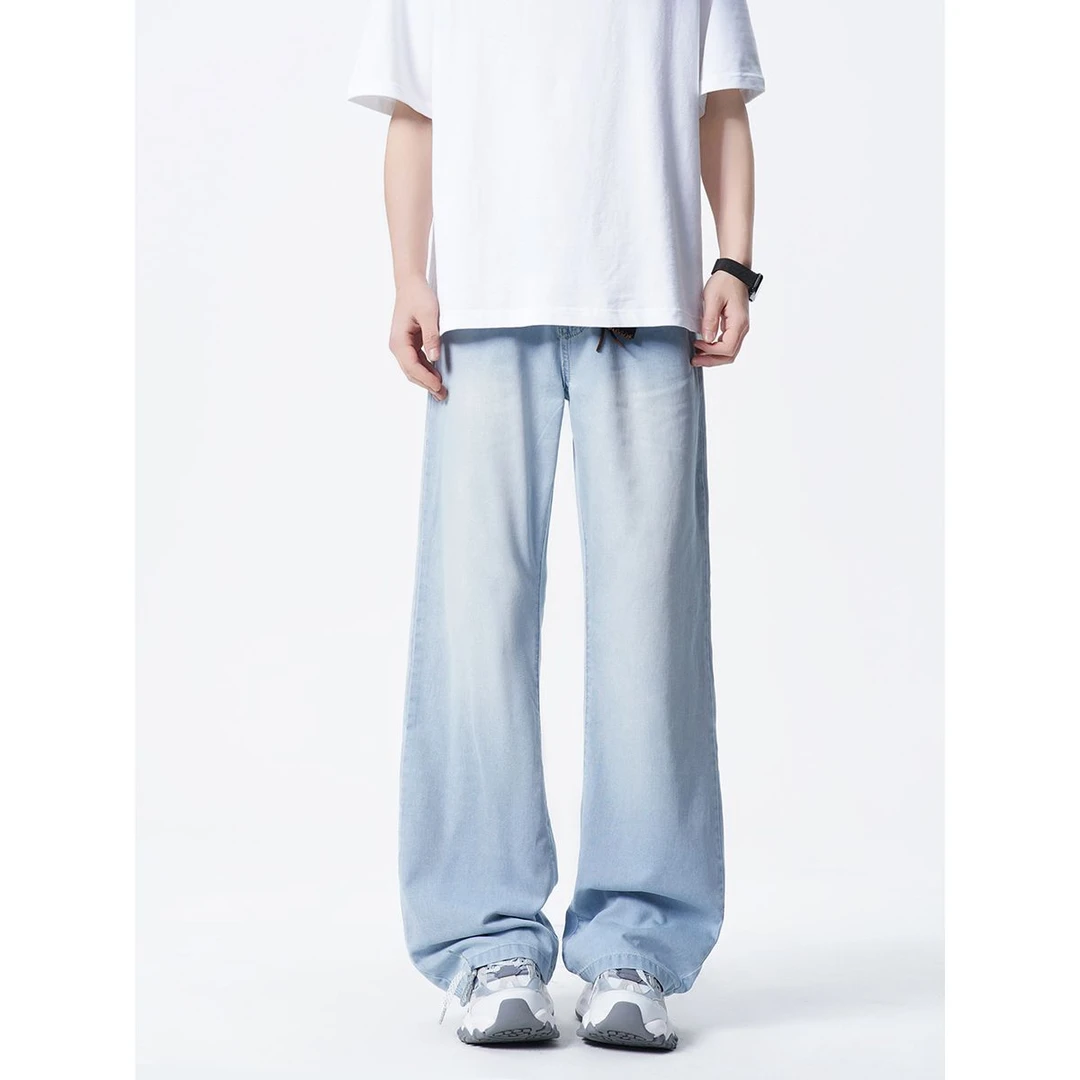 阔腿裤夏季直筒牛仔裤阔腿百搭牛仔裤高级裤子男款夏季裤子宽松