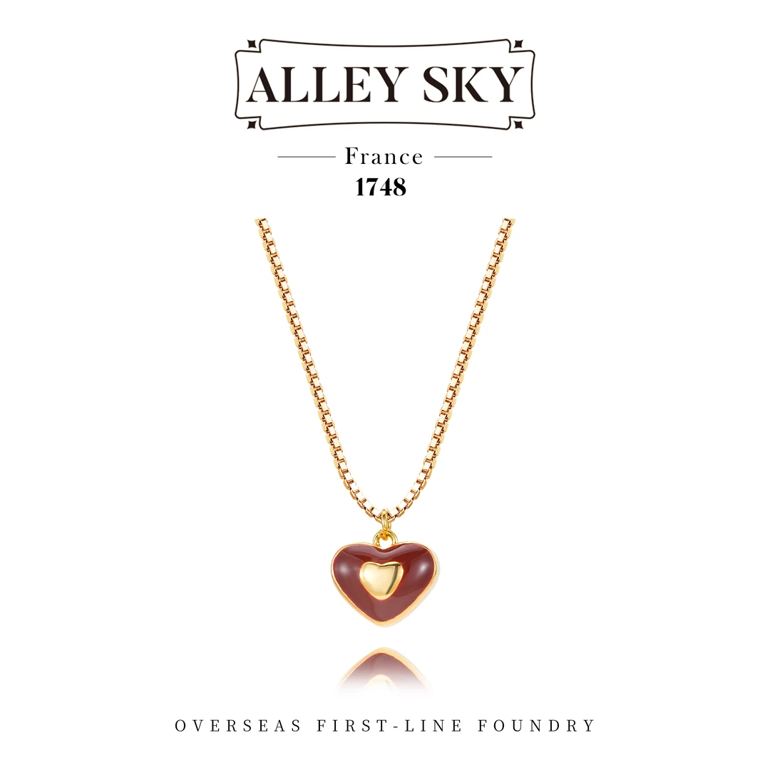 镀k金【朗姆酒心】Alley Sky设计师款轻奢爱心 项链F0290