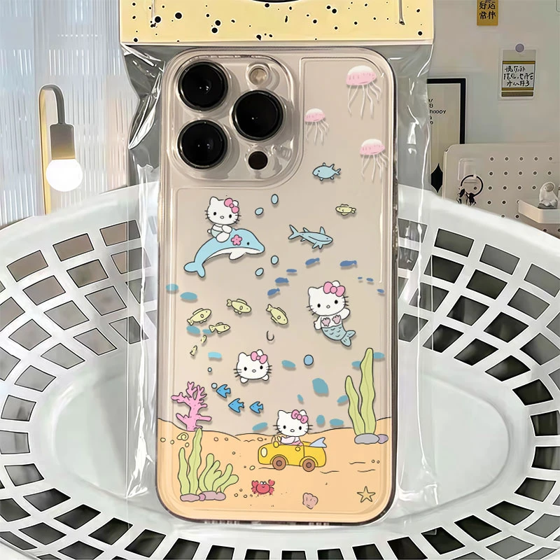 海洋世界凯蒂猫适用苹果16E手机壳iPhone华为p70荣耀oppo小米vivo