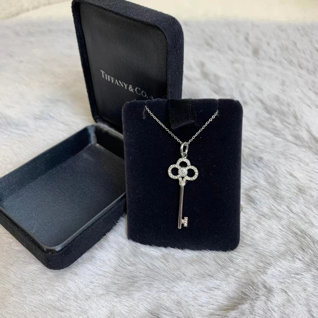 99新 Tiffany & Co./蒂芙尼 壹臻/白银镶钻钥匙项链中号 12438837