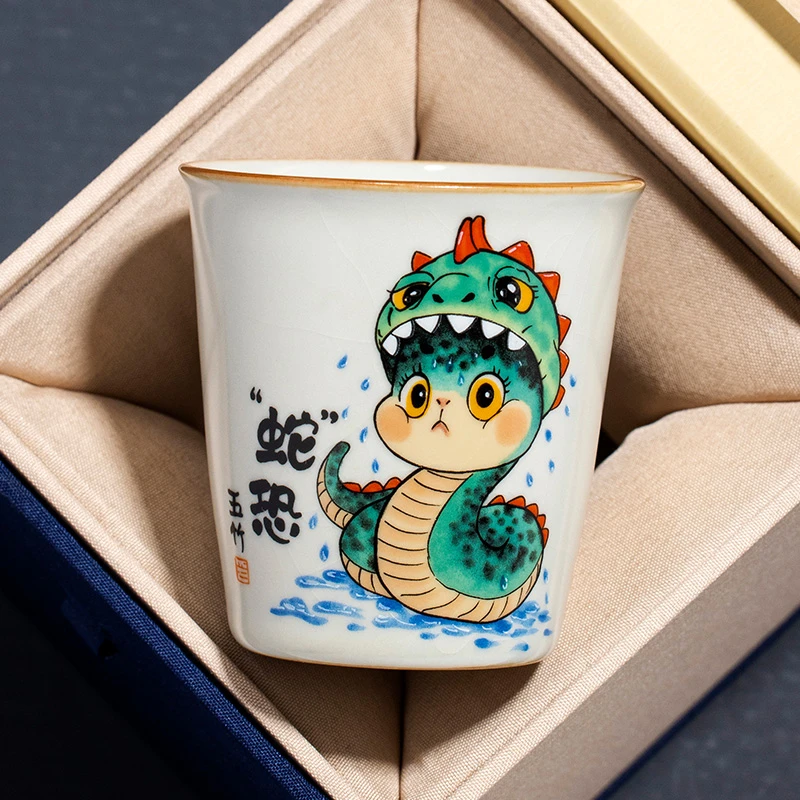 汝窑蛇恐立时杯主人杯陶瓷个人专用喝茶杯高档精致品茗杯定制茶具