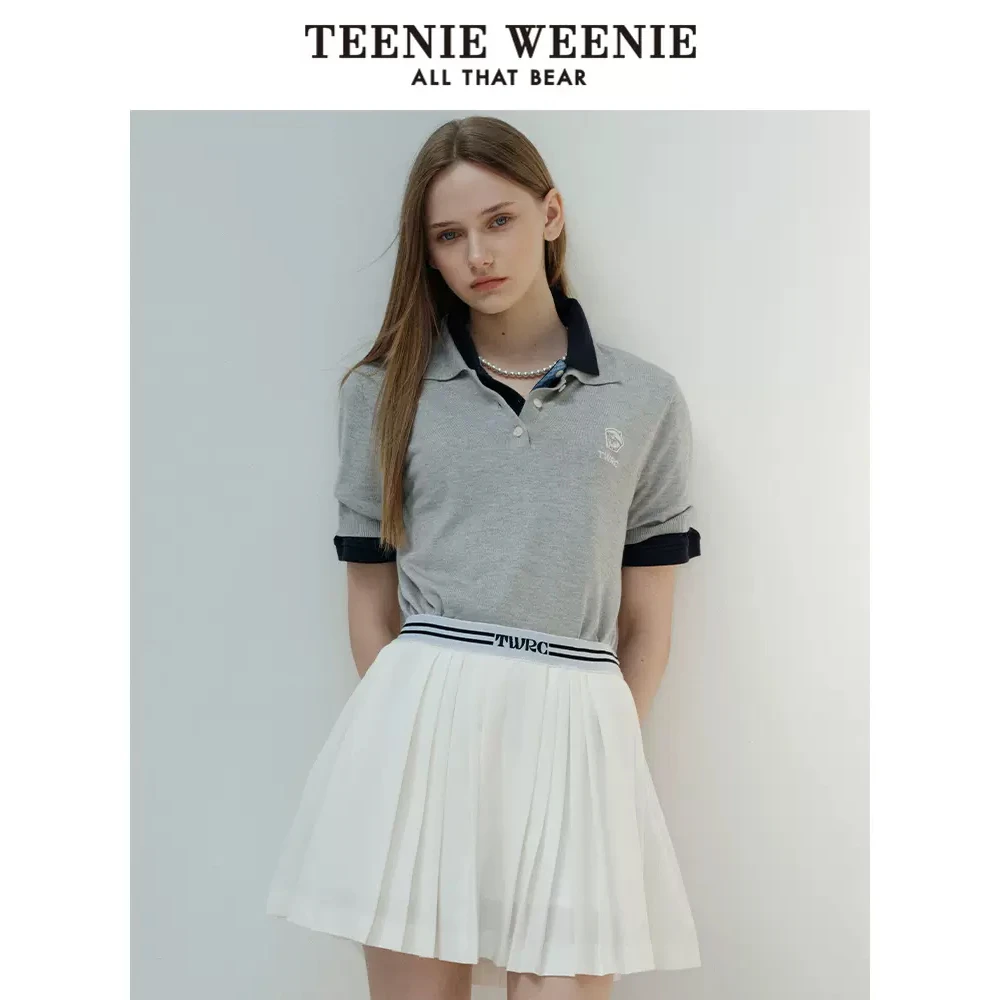 【桑蚕丝混纺】TeenieWeenie小熊24针织POLO衫爆款短袖TTKW246521N