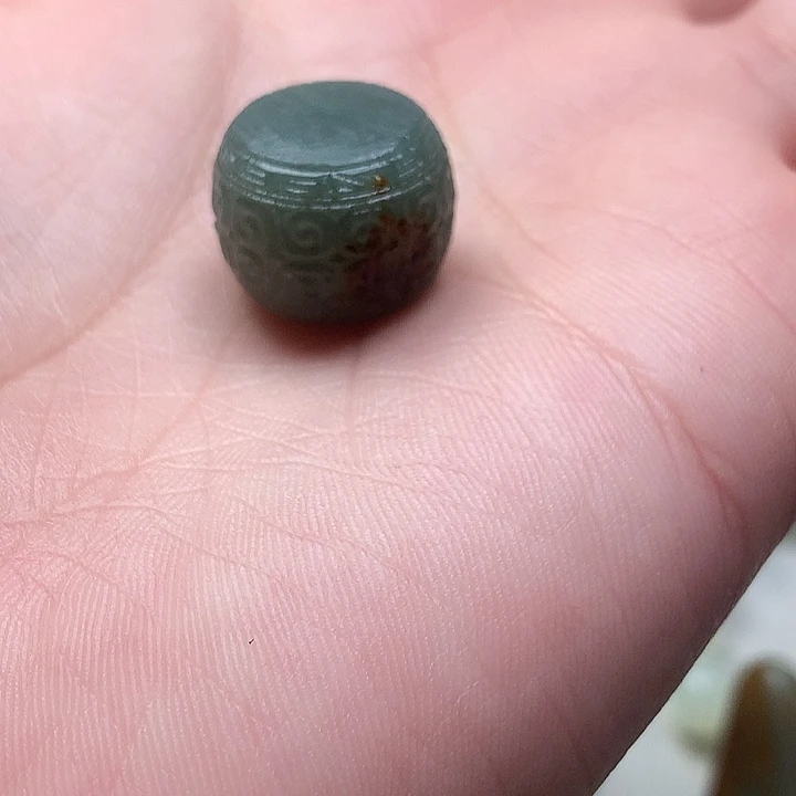 和田玉（碧玉）未镶嵌手链碧籽蓝调大桶珠