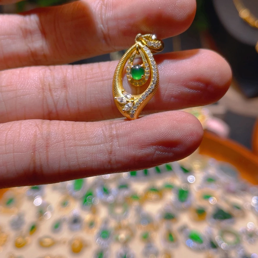 翡翠银S925镶嵌吊坠(不含链)