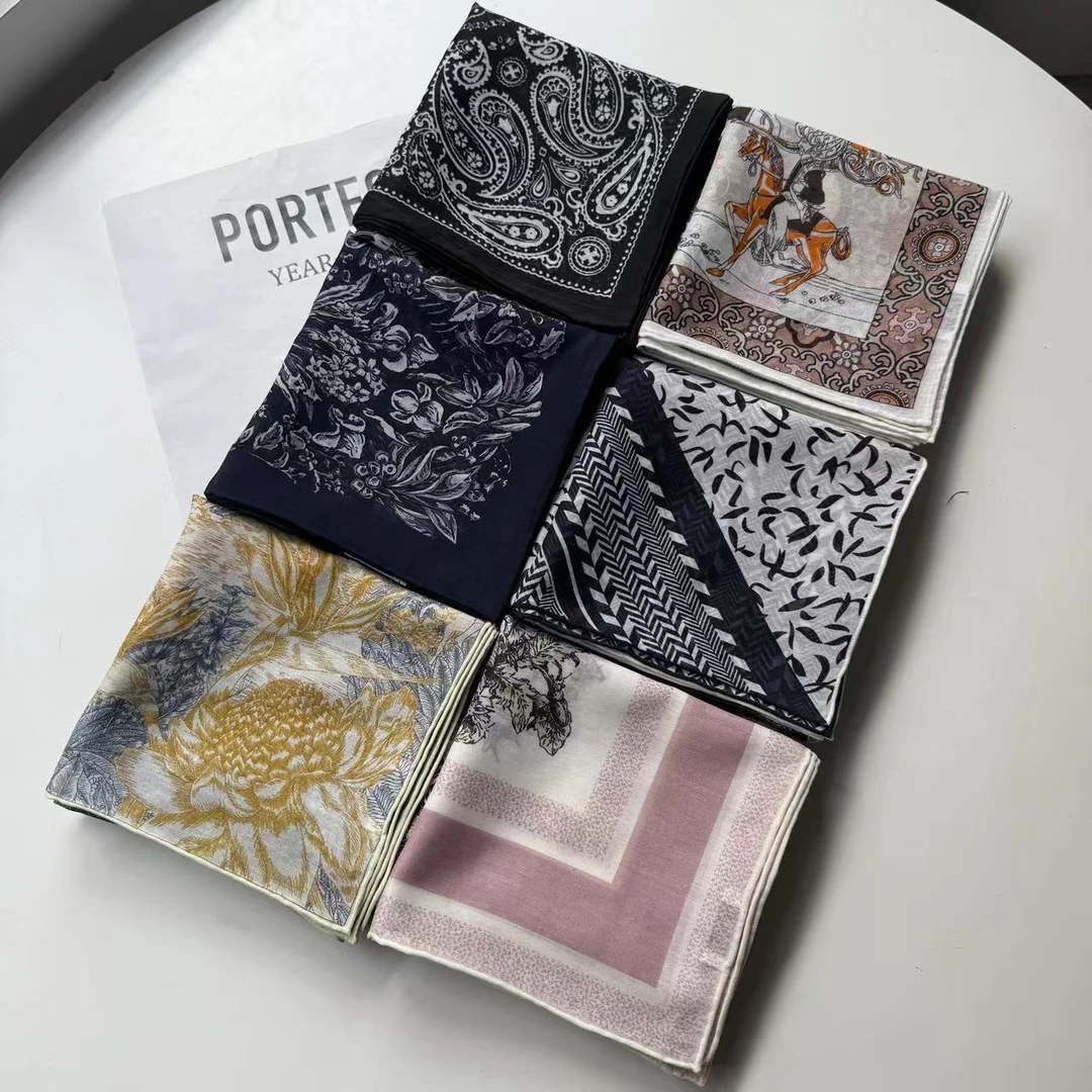 Hongxi Scarves/鸿晰丝巾丝绵单面65方巾女士时尚大全集