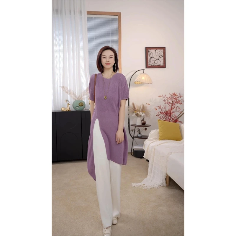 中袖升级款【丁夫人】 气质轻奢女装 显瘦镂空百搭中长款针织连衣裙