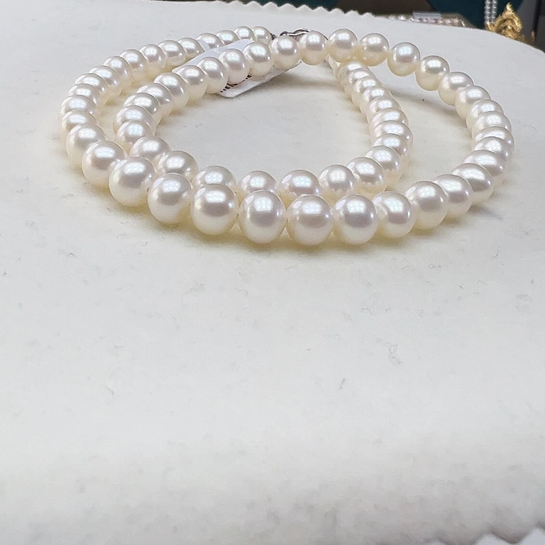 淡水珍珠颈饰银S925镶嵌➕6.7高品极光炫彩