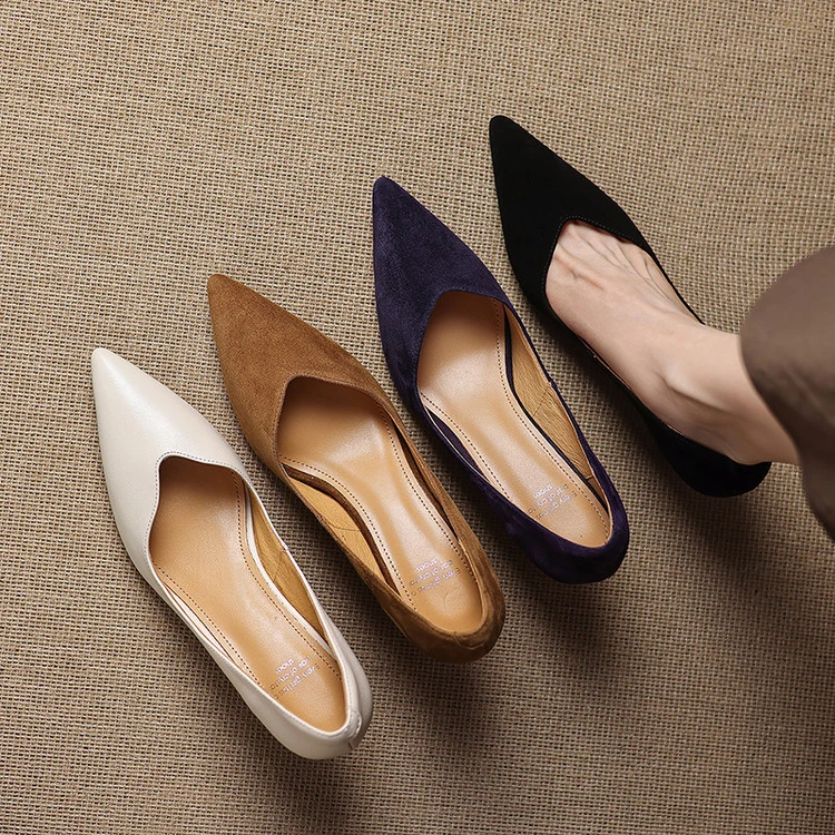 2025新款法式真皮尖头四季通用单鞋春秋时尚舒适气质百搭通勤