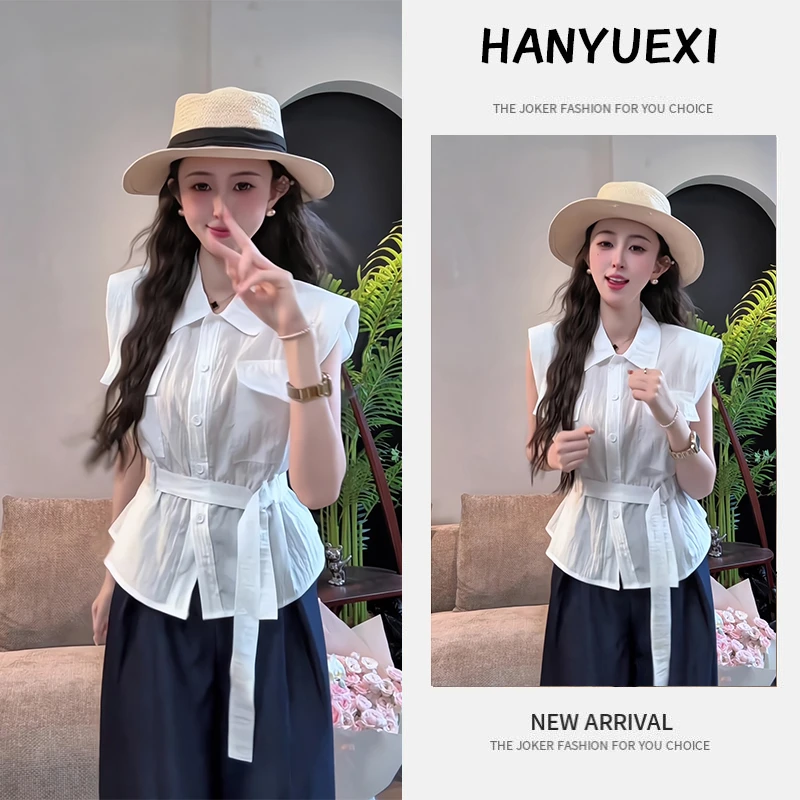 夏季一整套女装2025年新款韩版气质显瘦时尚无袖上衣休闲裤两件套