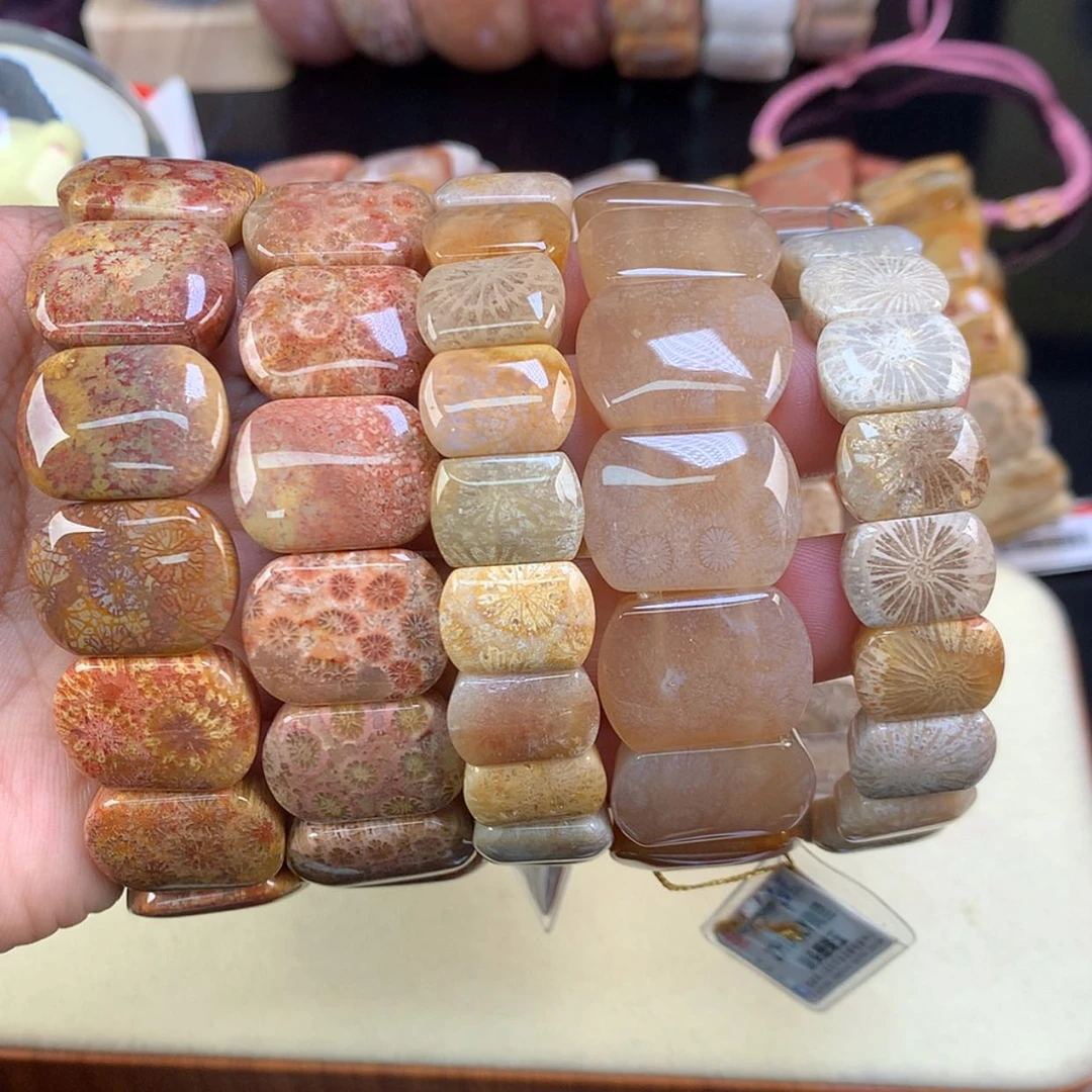 【闪购商品】颈饰未镶嵌硅化珊瑚（珊瑚玉）手排128一条可挑（39号）