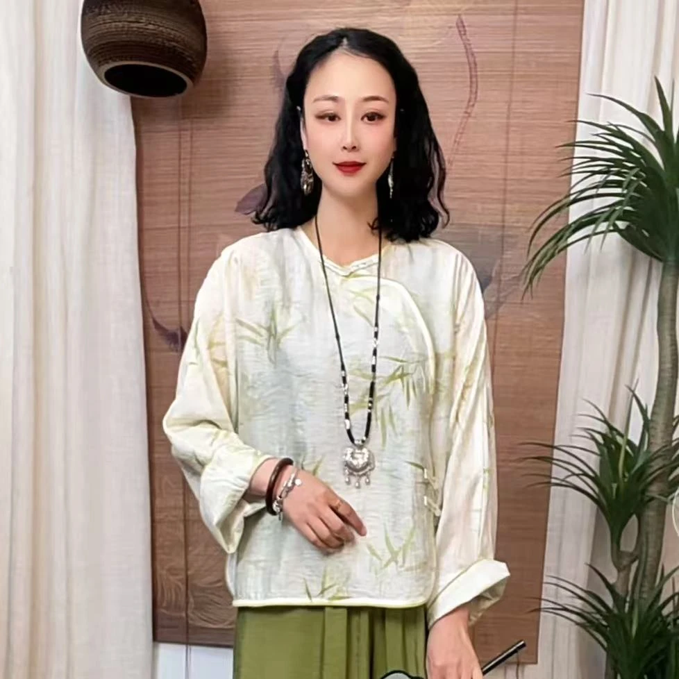 478-3新品正版高货提花显瘦新中式百搭气质网红禅意上衣