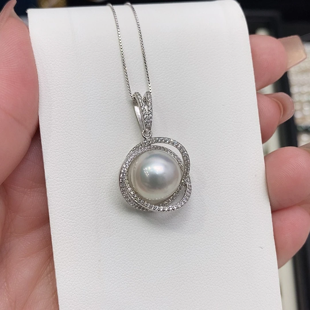 海水珍珠颈饰银S925镶嵌11-12特价不退换