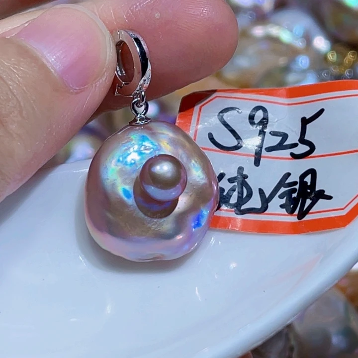 淡水珍珠银S925镶嵌颈饰