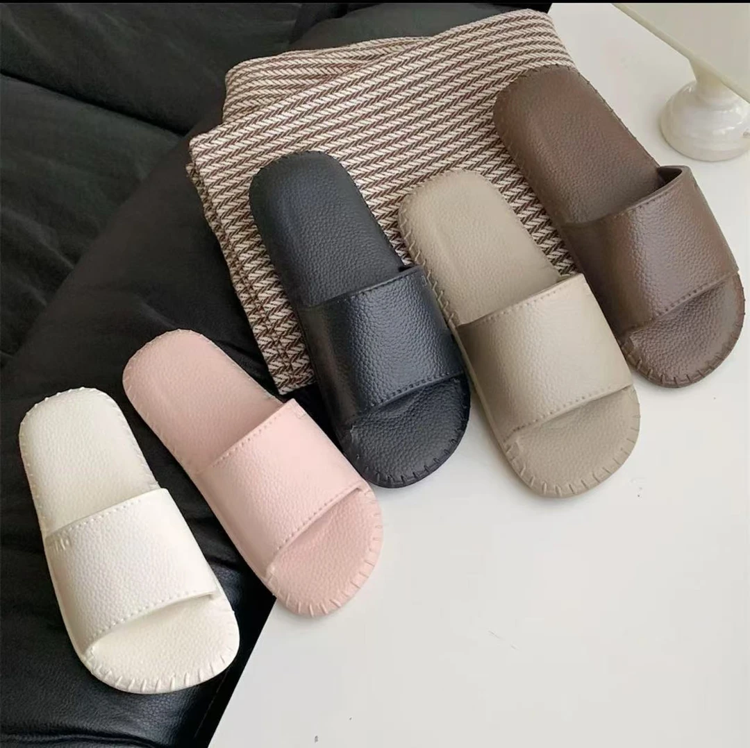 准新品  准新品【按照主播讲解拍】简约复古皮纹凉拖鞋男女夏季