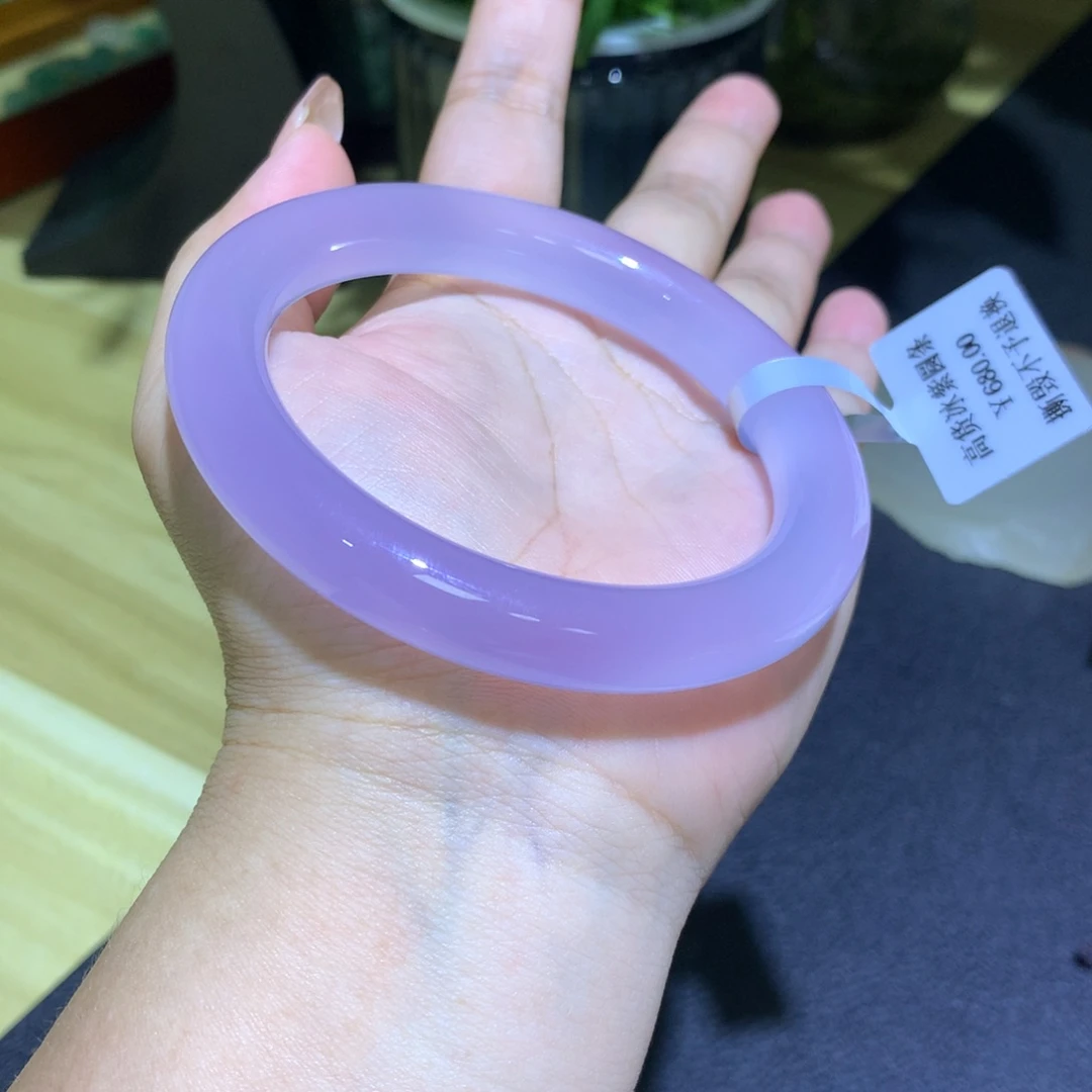 玛瑙/玉髓未镶嵌手镯冰紫圆条