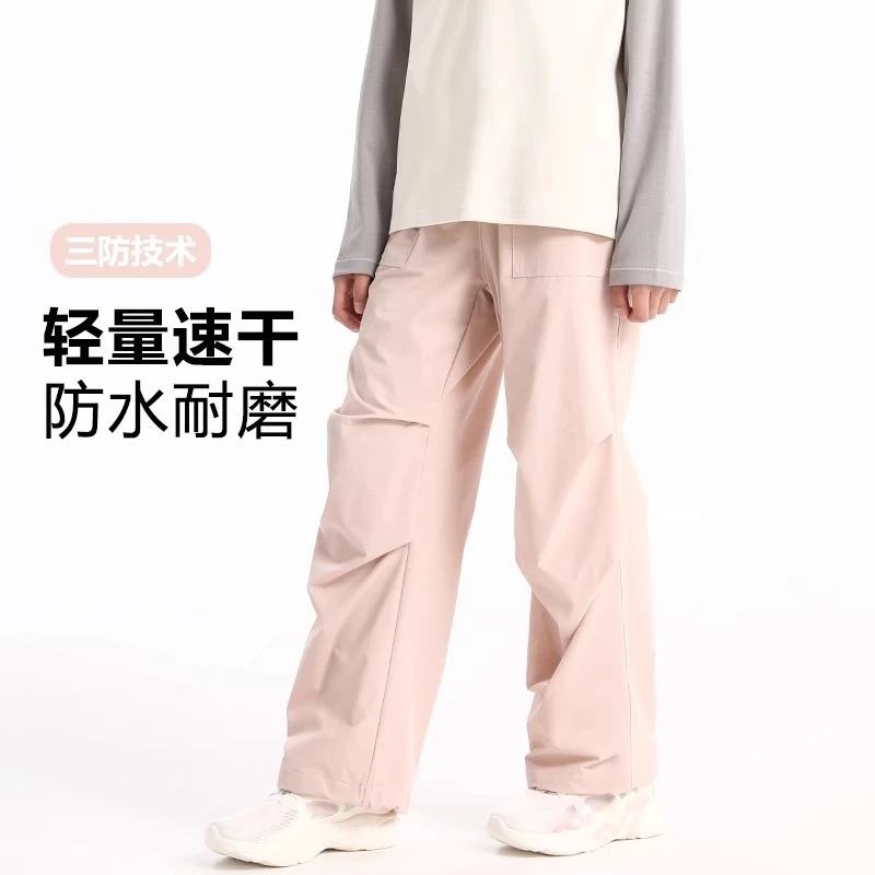 儿童户外冲锋裤女童运动休闲裤2025新款防水软壳裤松紧腰带长裤