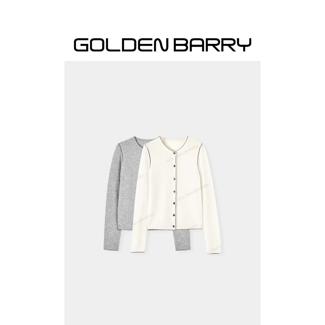 GOLDENBARRY|243151“云絮扣织星”撞色简约开衫