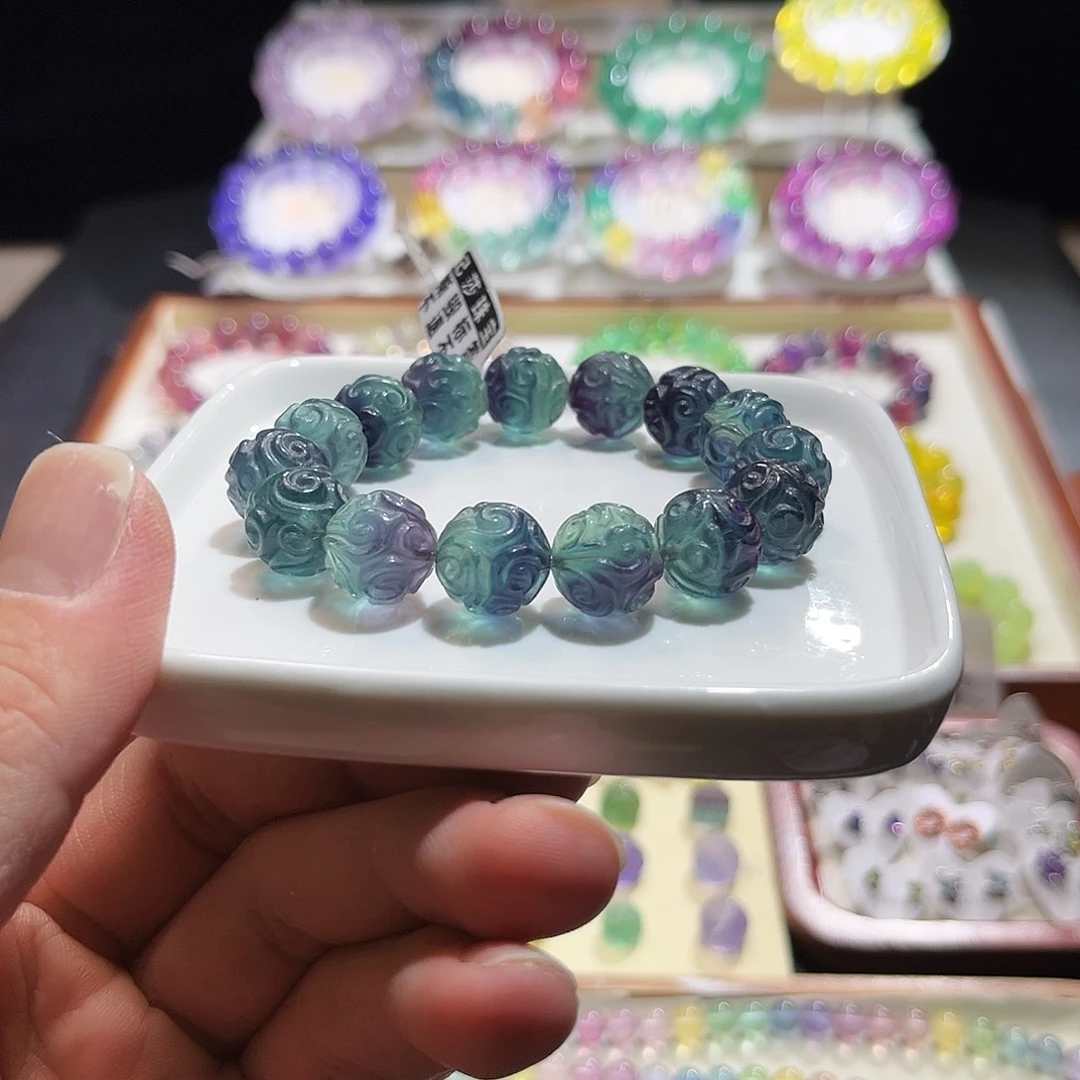 手链未镶嵌萤石鬼蓝色祥云13mm