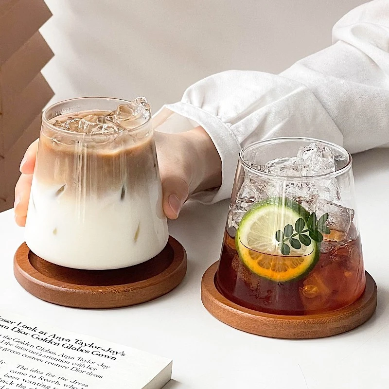 日式富士山杯玻璃杯ins风冰美式拿铁咖啡杯家用冷饮杯饮料杯水杯