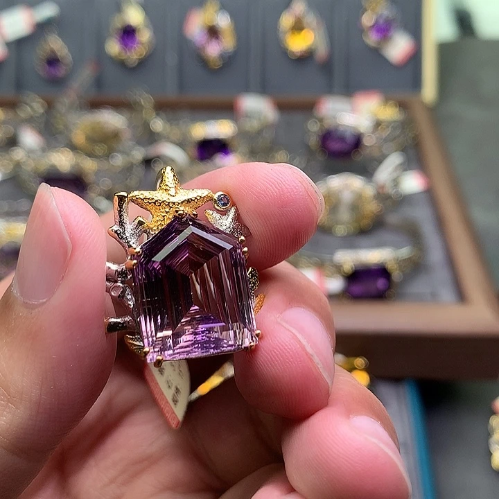 9***6水晶银S925镀金镶嵌吊坠(不含链)