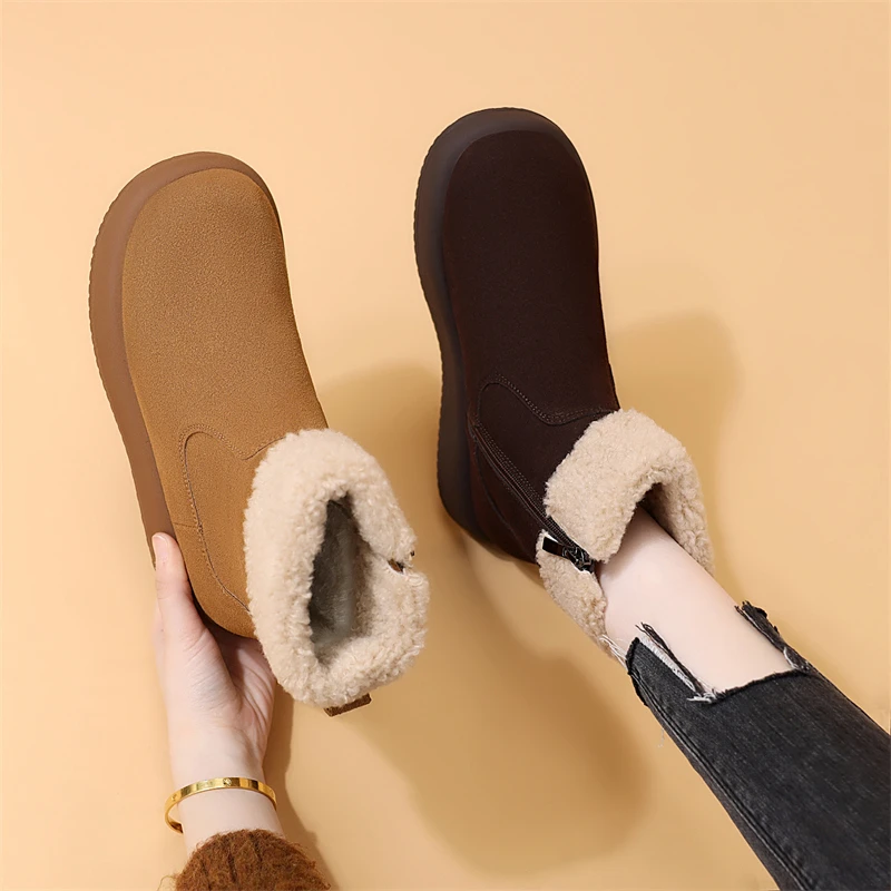 【高品质】厚底雪地靴女款2025新款冬季加绒加厚保暖棉靴勃肯女棉鞋