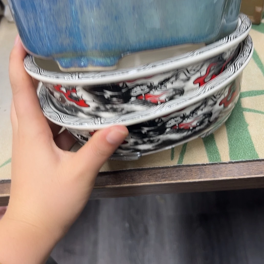 子***夜紫砂花盆068号瑕疵3个磕碰小裂纹不平处理介意勿拍