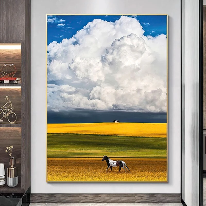 客厅沙发挂画蓝天白云风景装饰画客厅玄关书房餐厅装饰画卧室挂画