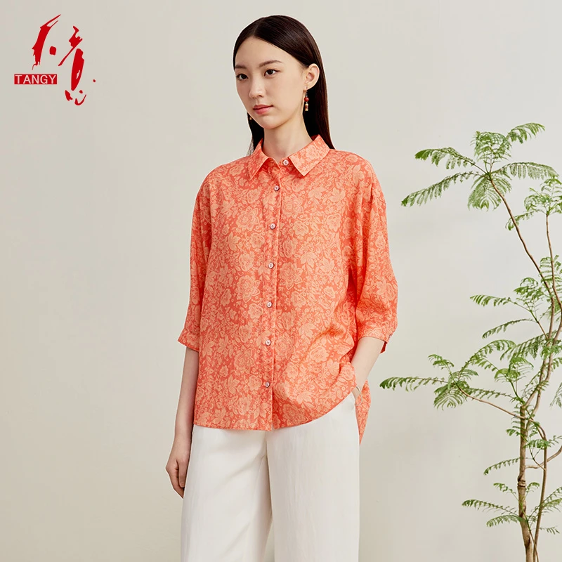 TANGY/天意2025春季新款欧若新中式民族风7分袖女士衬W252032