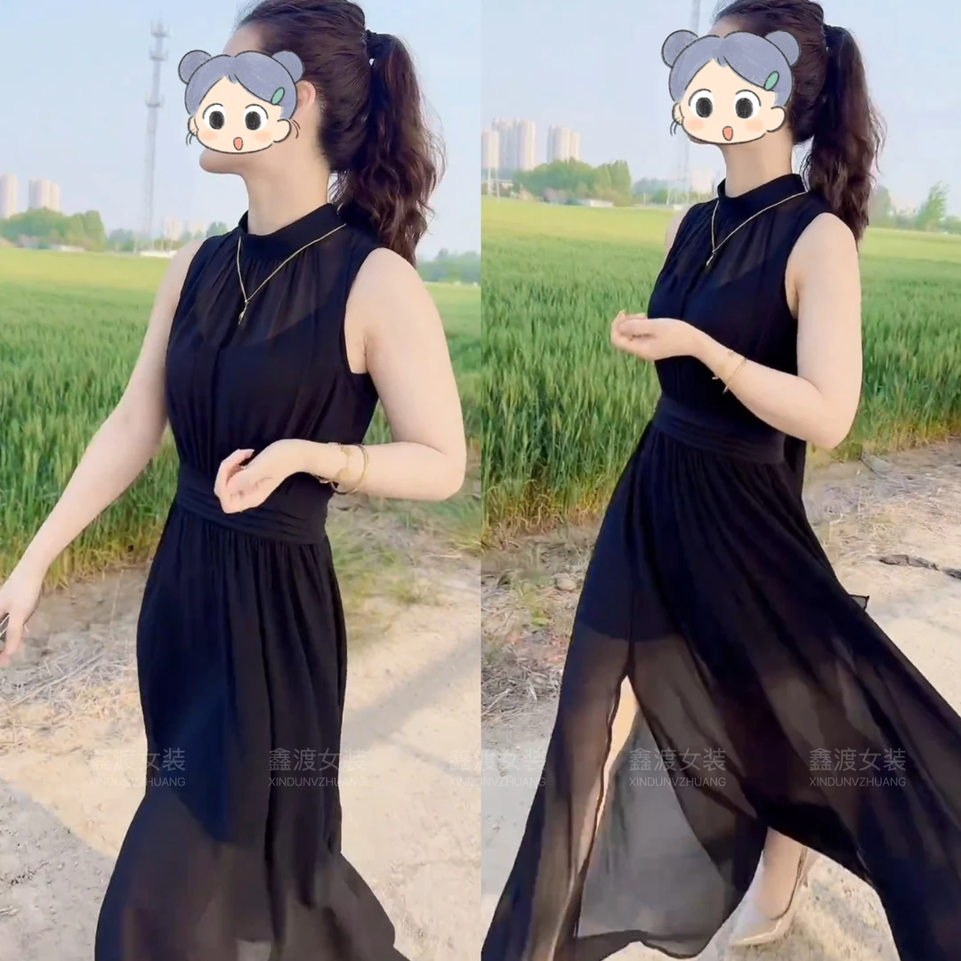 2025夏季新款时尚显瘦气质女士网红洋气连衣裙百搭款D5372