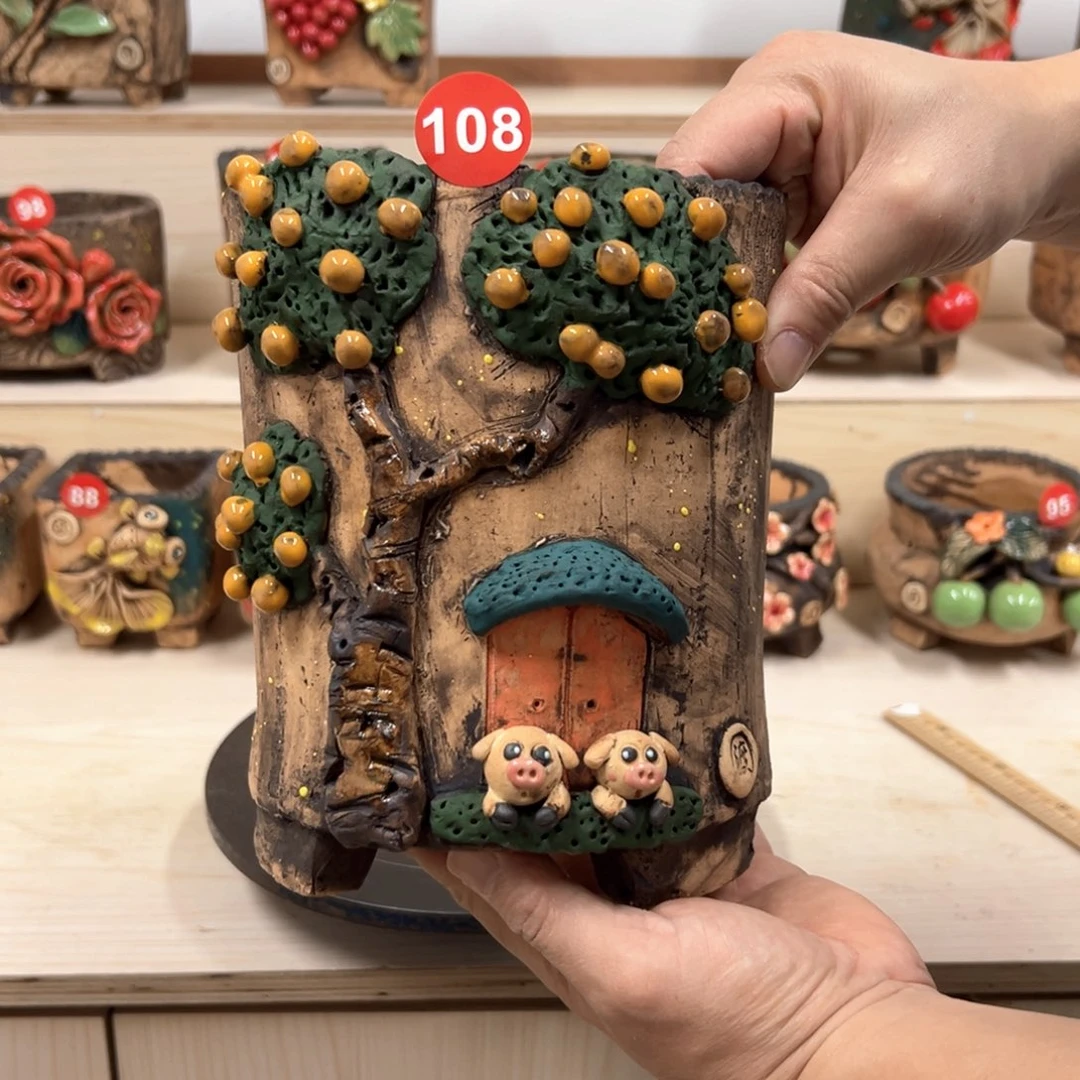 紫砂花盆108号内口径14.5外高20