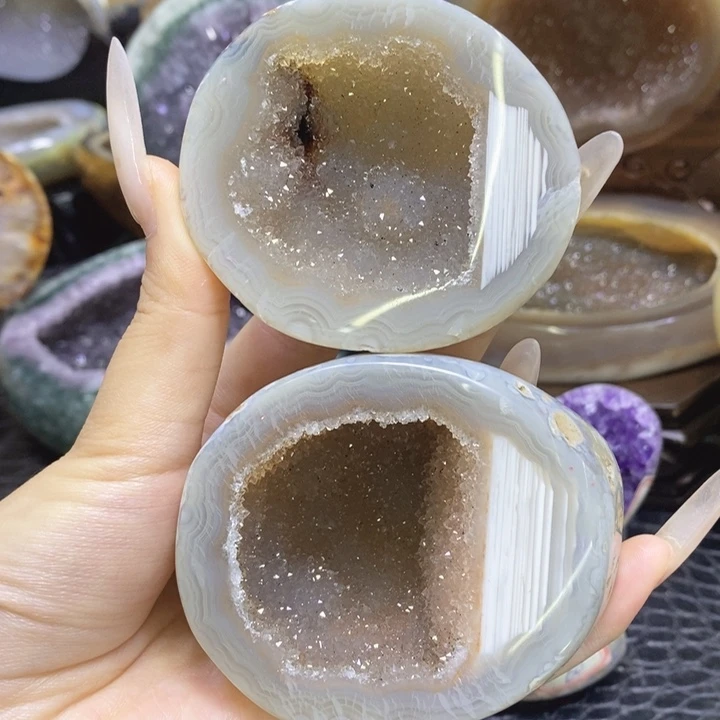未镶嵌珠宝半成品紫晶彩晶盆