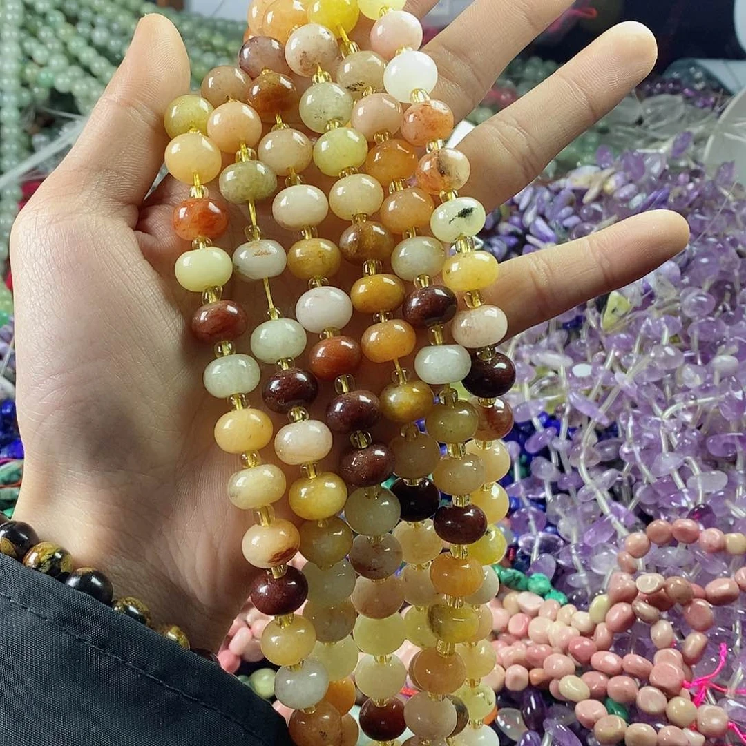 玛瑙/玉髓珠宝半成品未镶嵌一条天然8×12金丝玉胖隔片