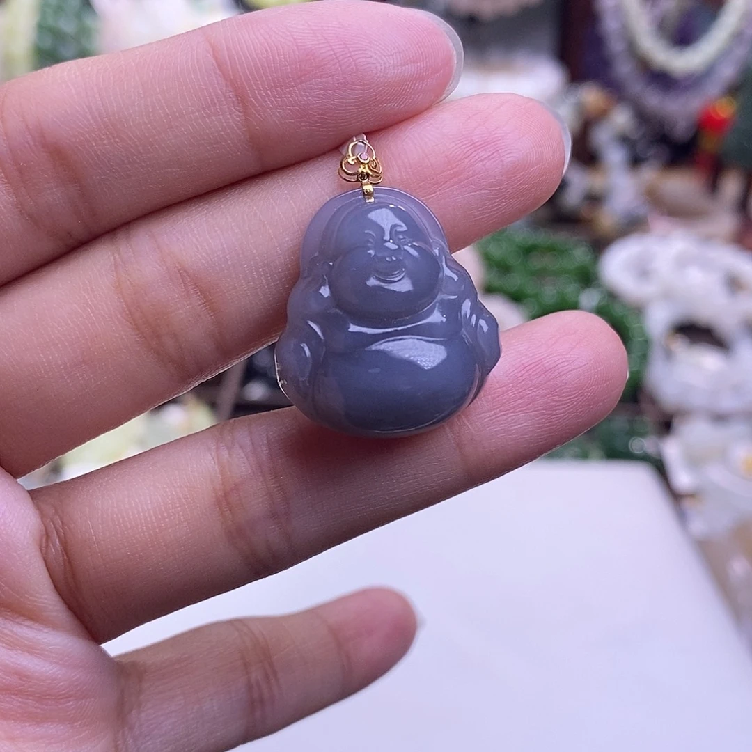 颈饰未镶嵌和田玉清货价老坑料浓烟紫金镶佛公