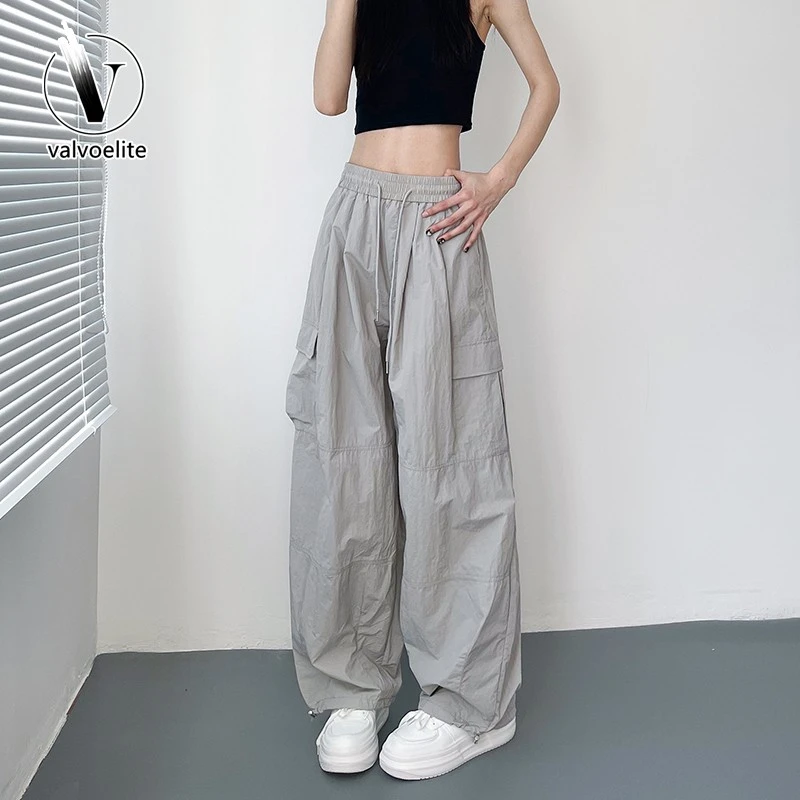 VALVOELITE薄款工装阔腿裤女夏季宽松显瘦速速干宽松情侣直筒裤