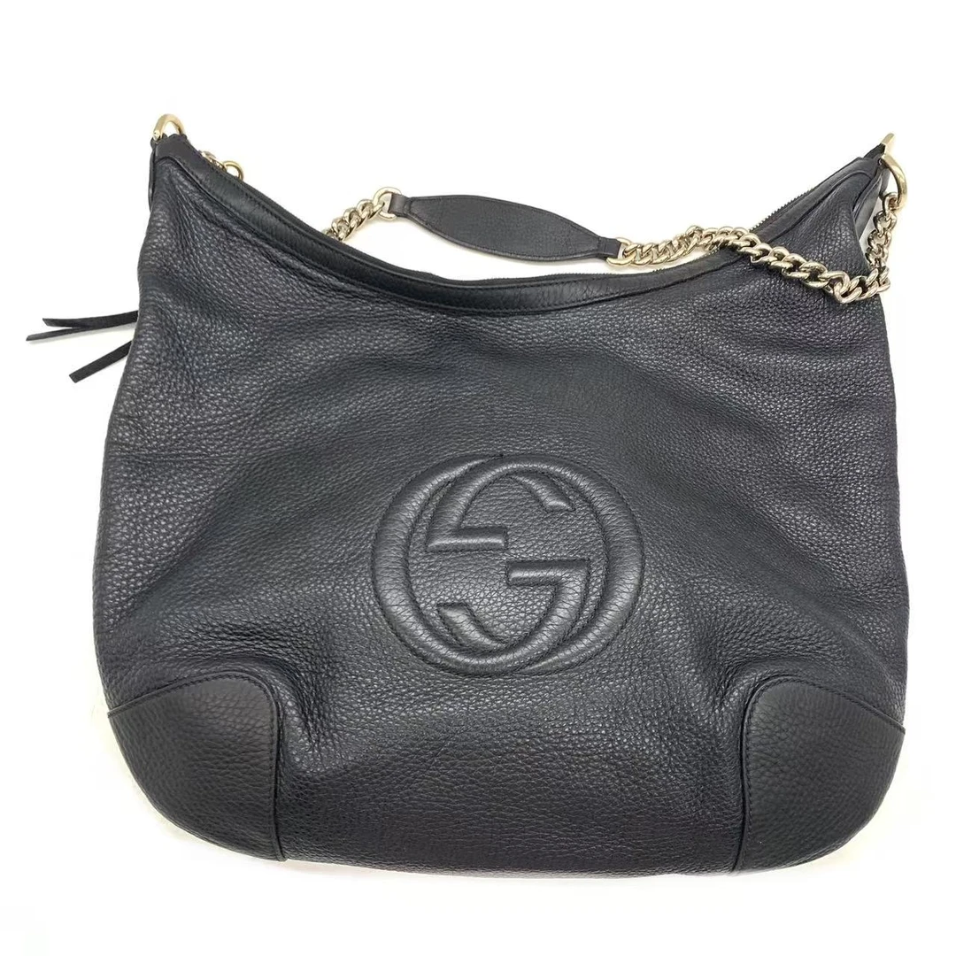 95新 GUCCI/古驰 【安则专属】黑金流苏托特包