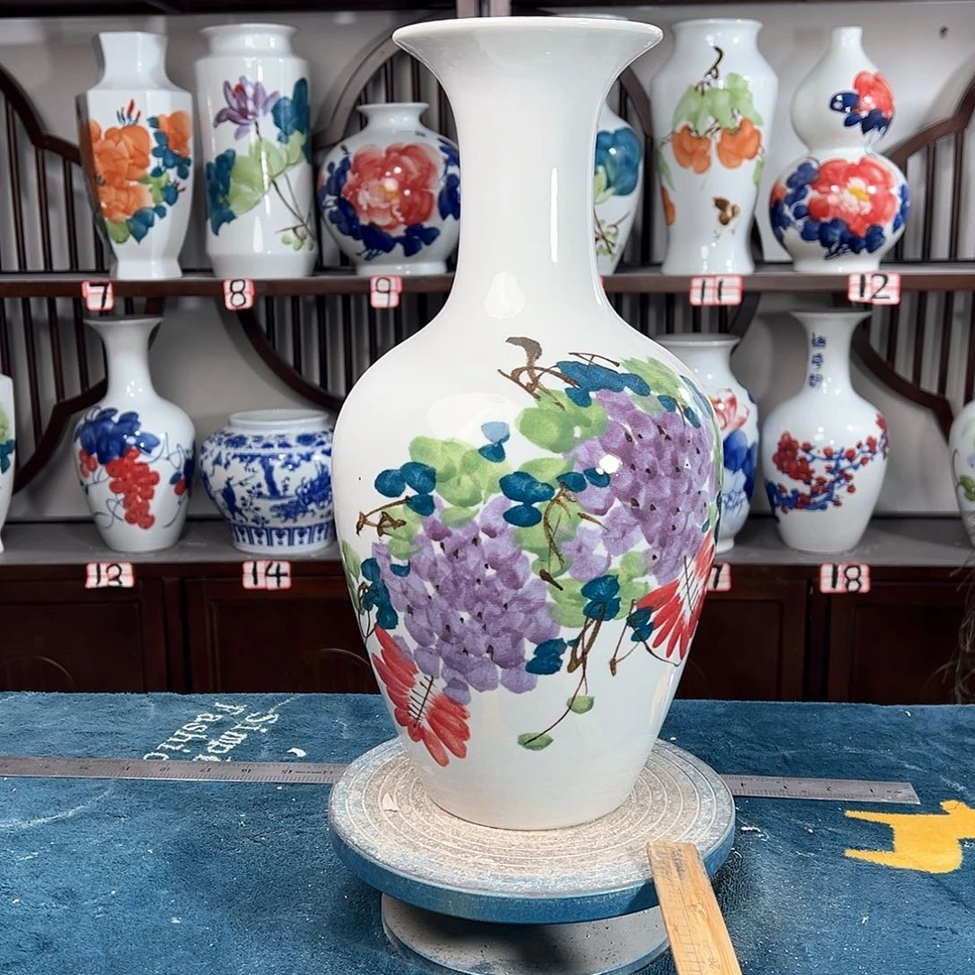 摆件景德镇陶瓷棒紫藤