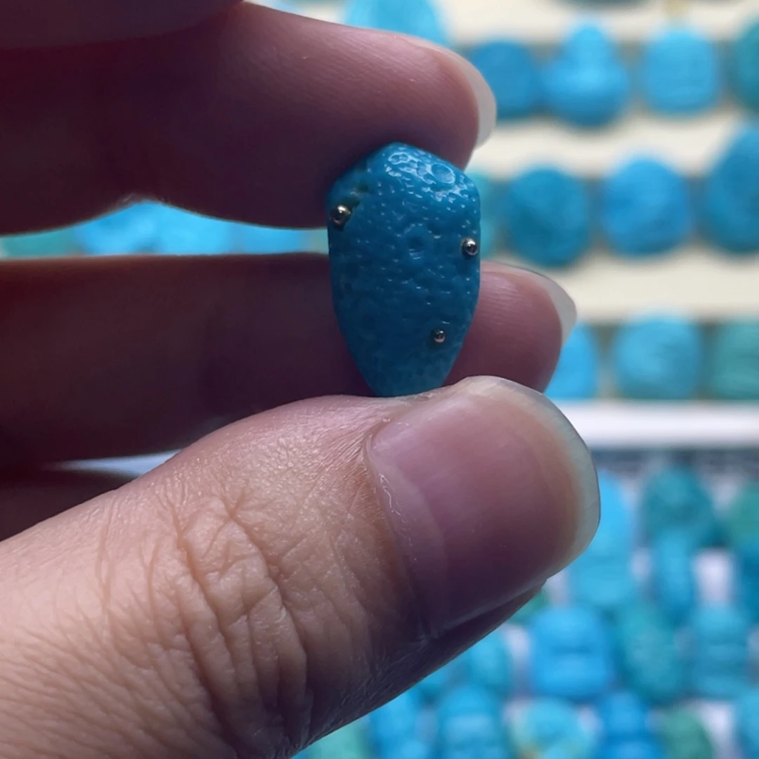 未镶嵌绿松石珠宝奇石卡10.5-8-9玉化蓝鲨鱼背三通