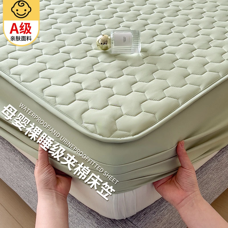 夏季夹棉床笠单件加厚床罩1.8米x2米防水隔尿A类学生宿舍单人床套