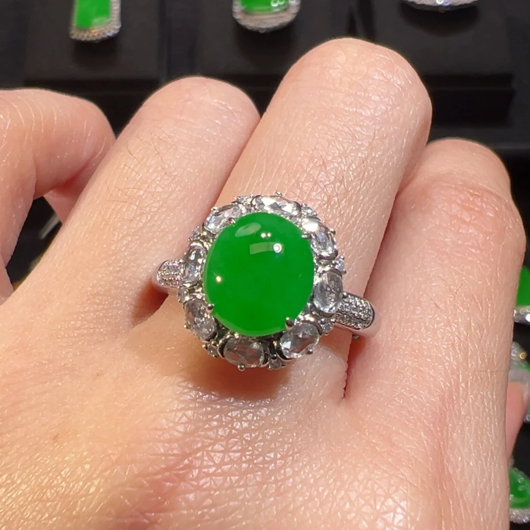 翡翠戒指18K金镶嵌收到货48小时鉴赏期