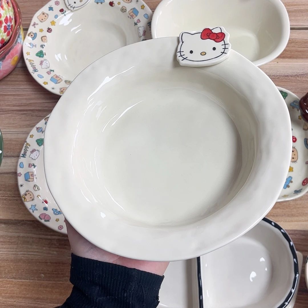 陶瓷凯蒂猫8寸草帽盘陶瓷餐具系列