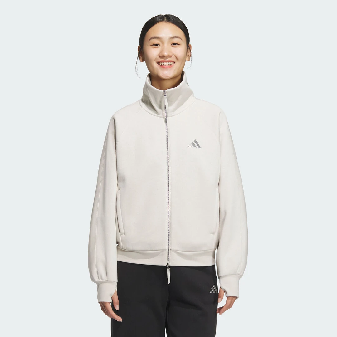 adidas阿迪达斯2025女子加厚休闲服FLEECE JKT针织无帽外套KC0047