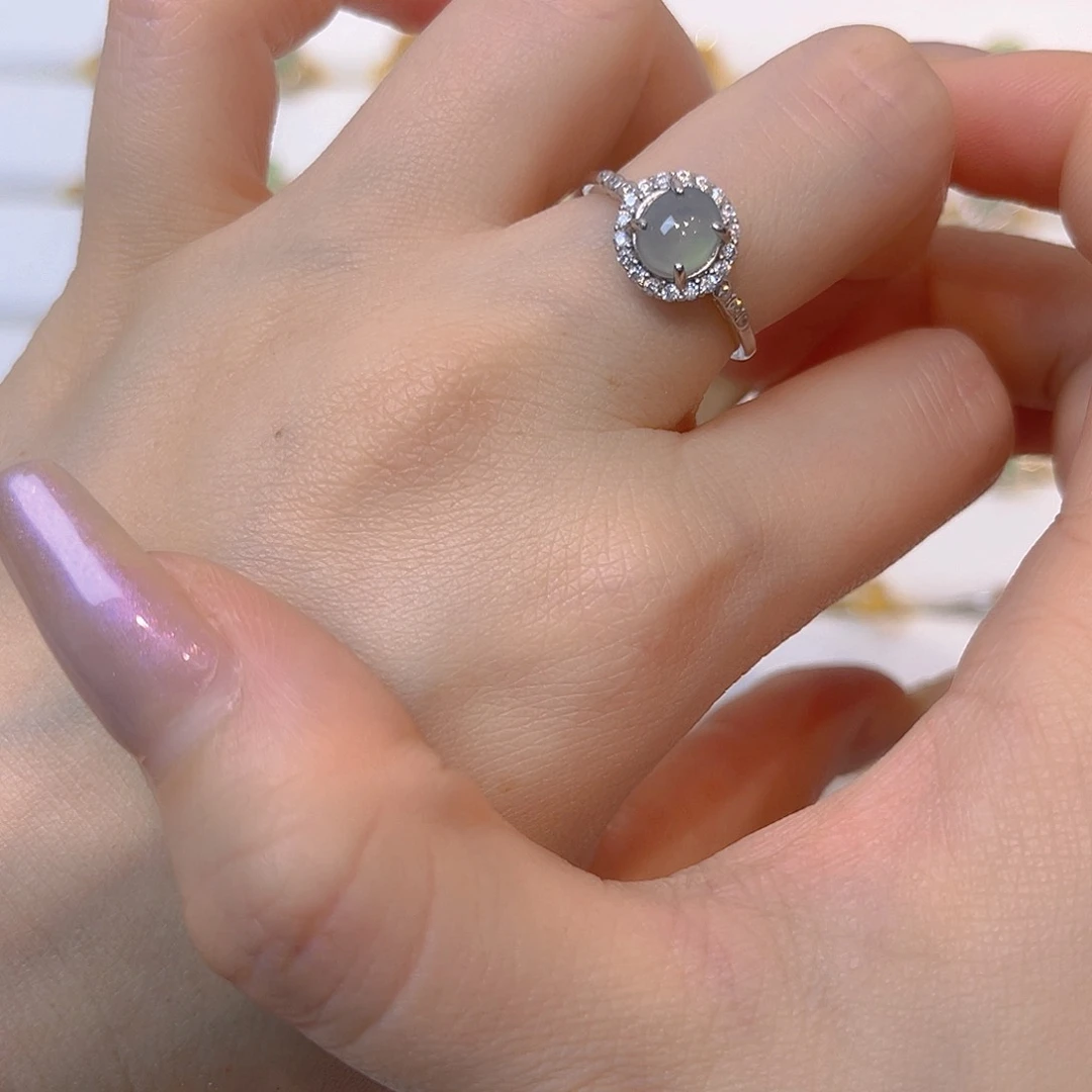 翡翠戒指银S925镶嵌 ？乙。