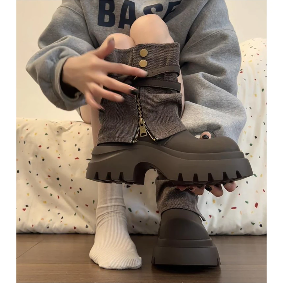 南在南方复古英伦风厚底马丁靴女款2025新款秋季增高显瘦裤管短靴