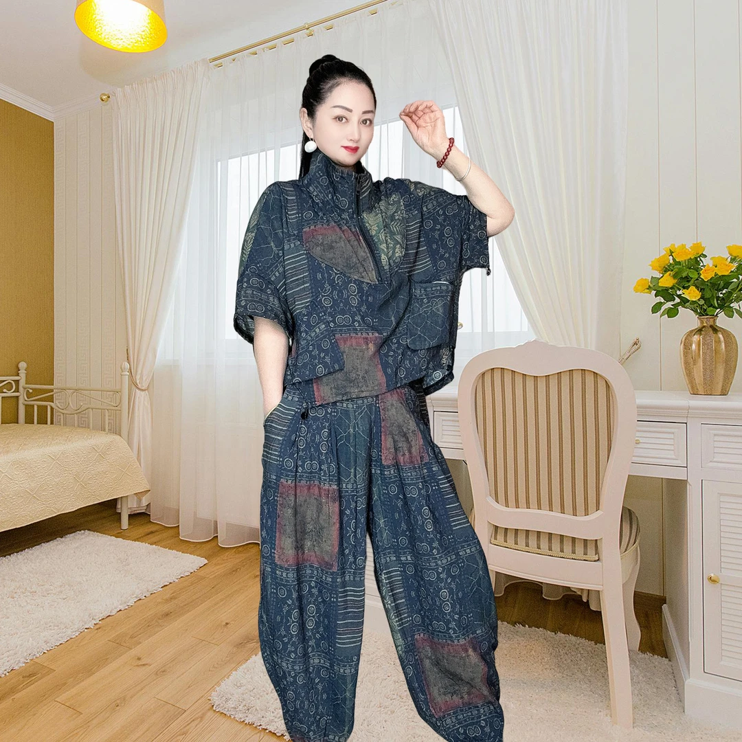 律动莫兰迪夏装套装2025款大码女装时尚洋气显瘦中老年开衫两件套