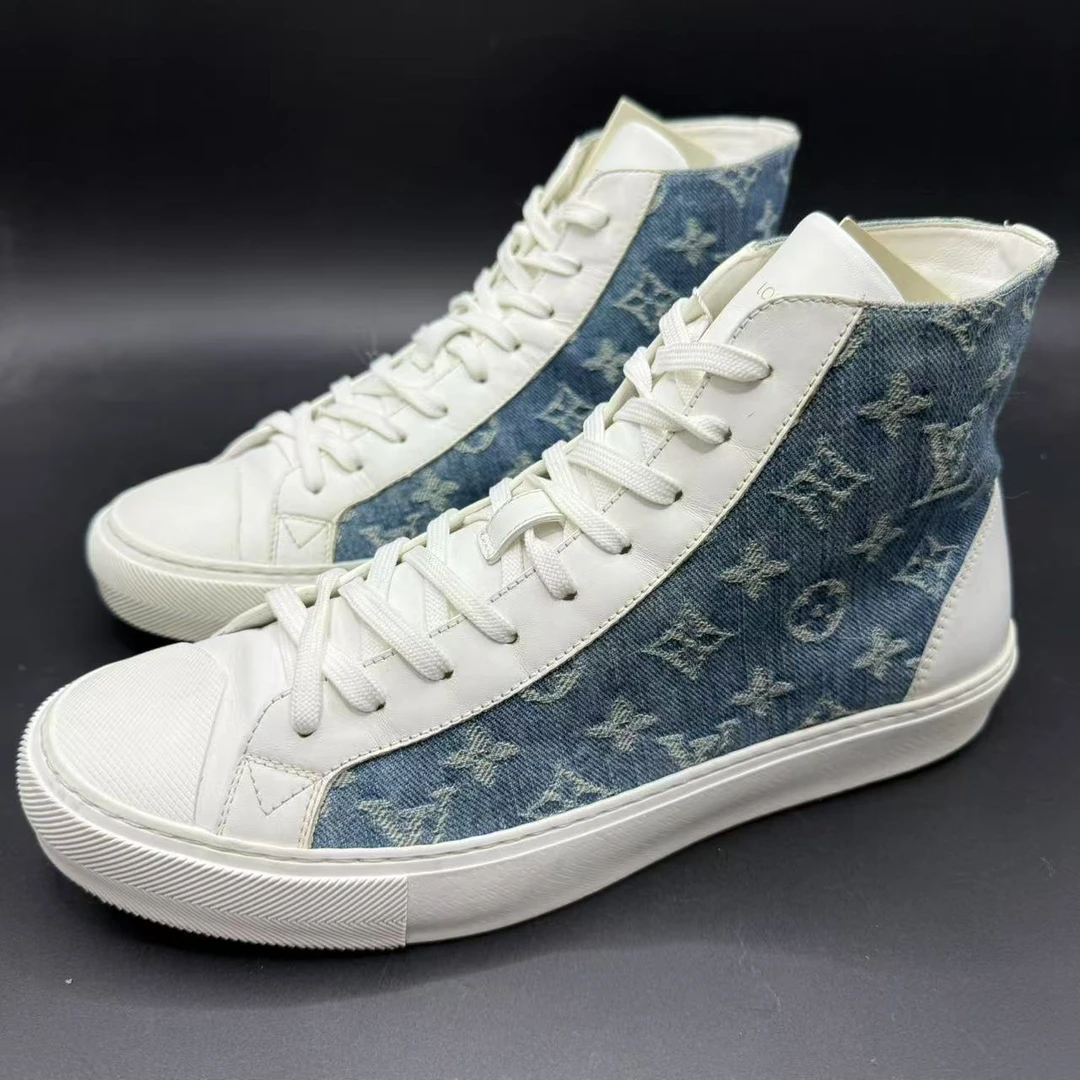 95新 LouisVuitton/路易威登 【聚星好物】男白蓝老花板鞋41码b026d