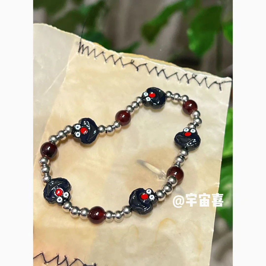 钛钢珐琅手链 F3-070【芝麻街蓝色珐琅卡通串珠弹力绳手链】蓝色