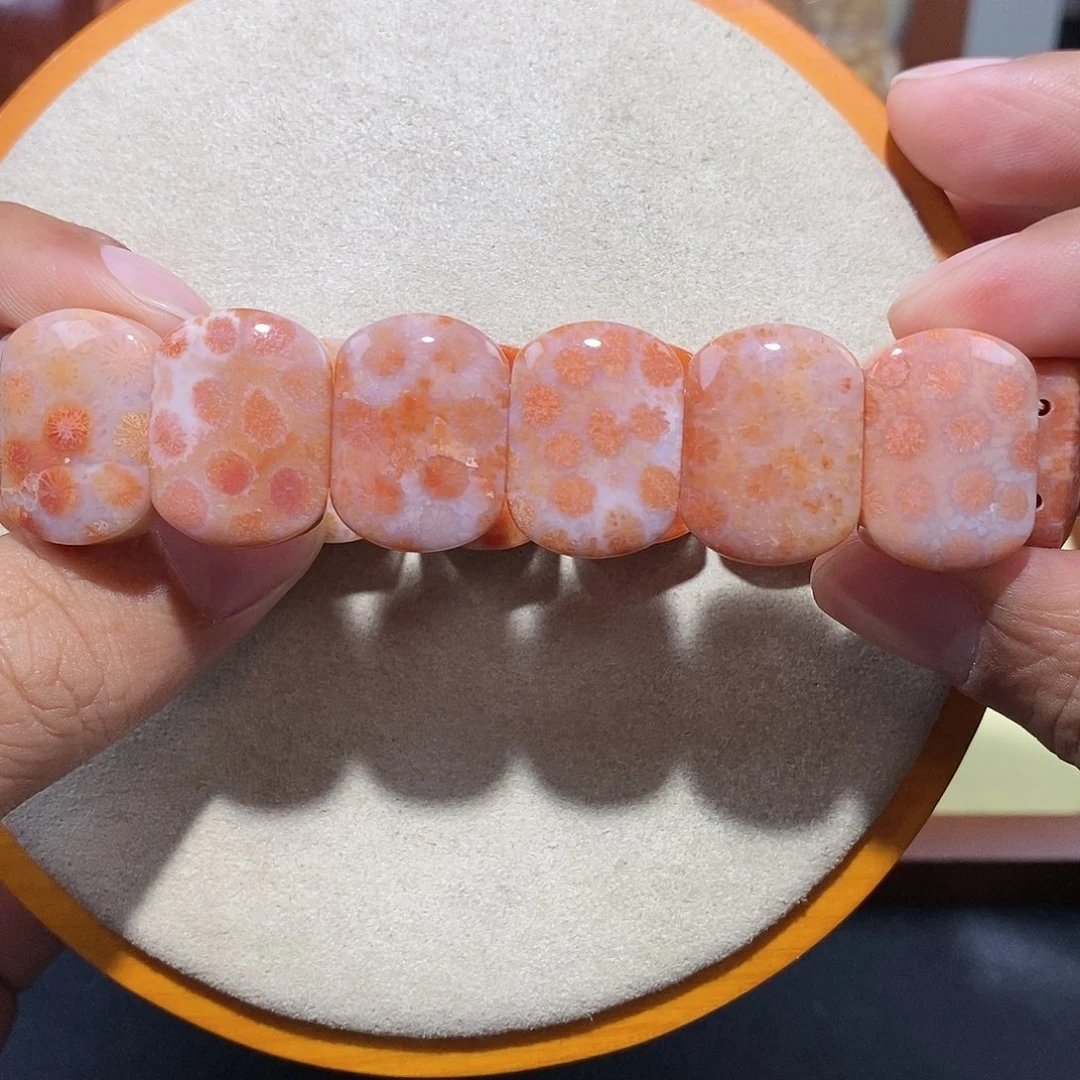 硅化珊瑚（珊瑚玉）手串未镶嵌粉果冻35