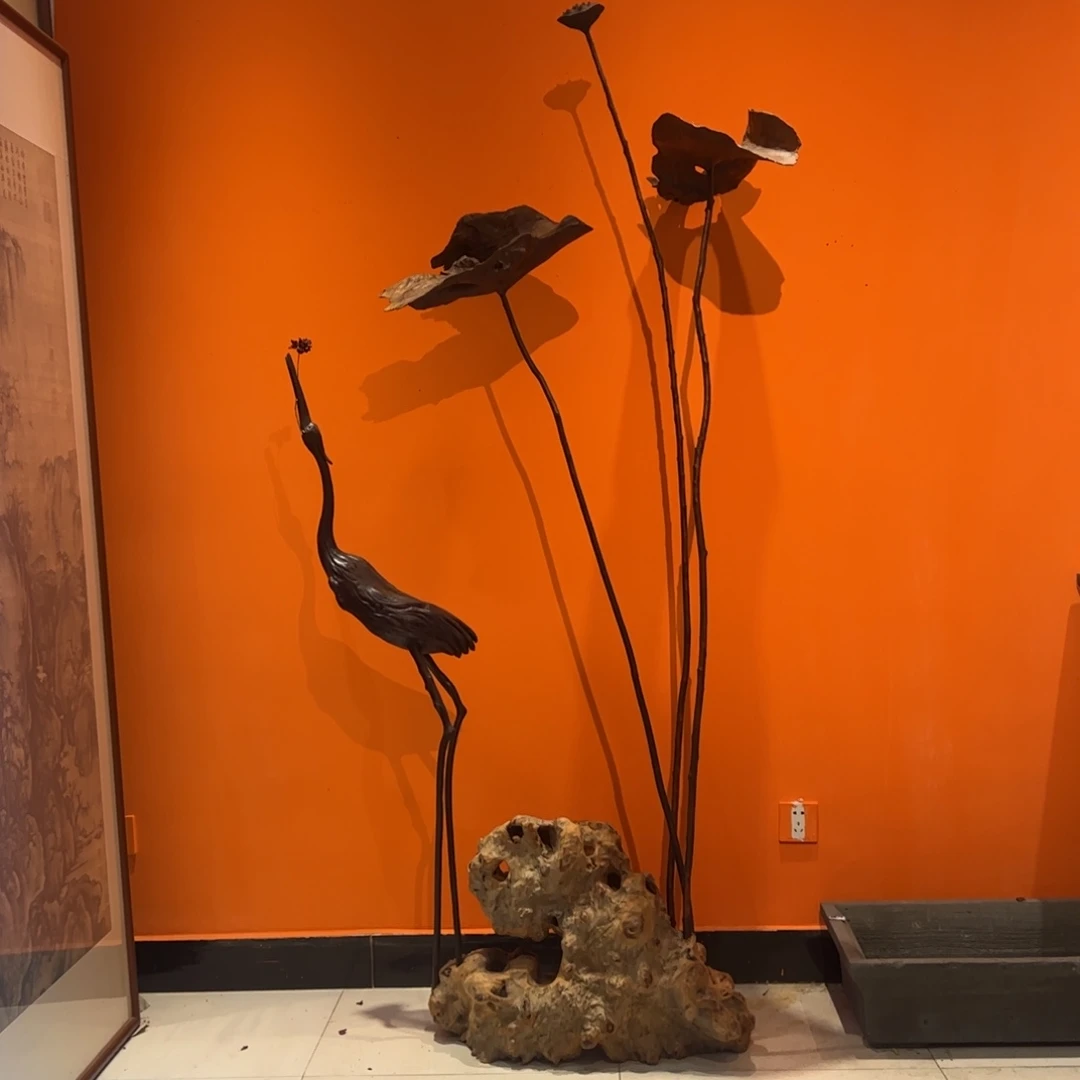 木用****2根雕荷叶作品根艺根雕禅意独创作品