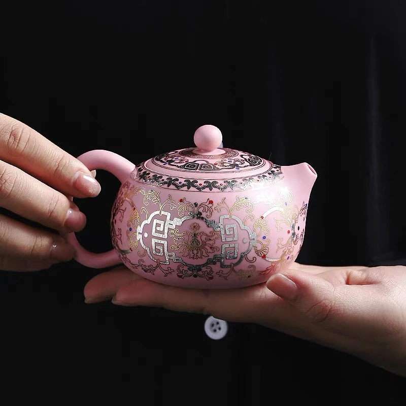 紫砂粉泥西施壶敦煌金银厝泡茶壶凤鸣壶家用高档泡功夫茶壶