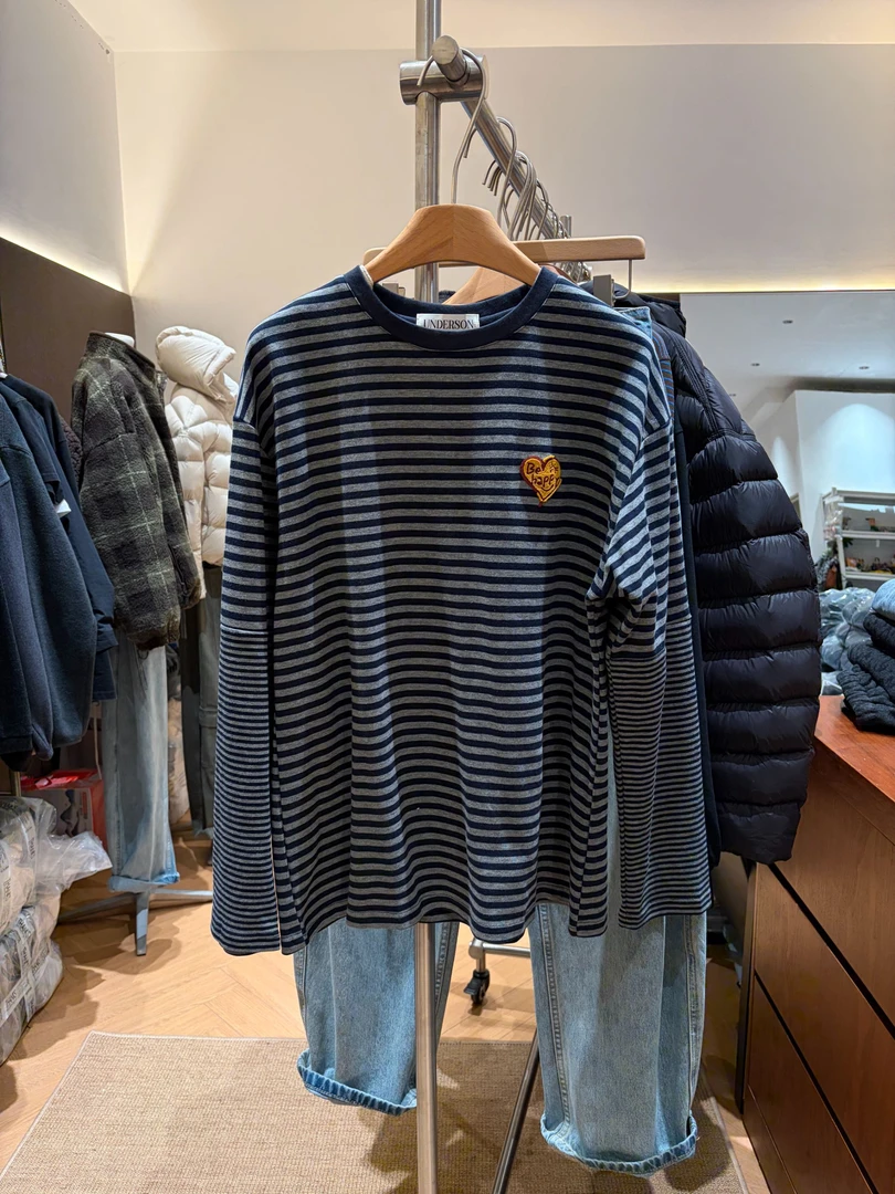 立体刷绣条纹加厚T恤